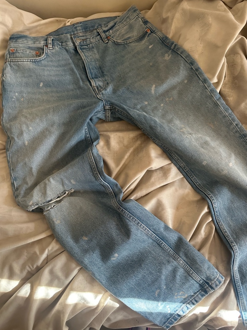 Baggy Zara Paint Splatter Distressed Jeans